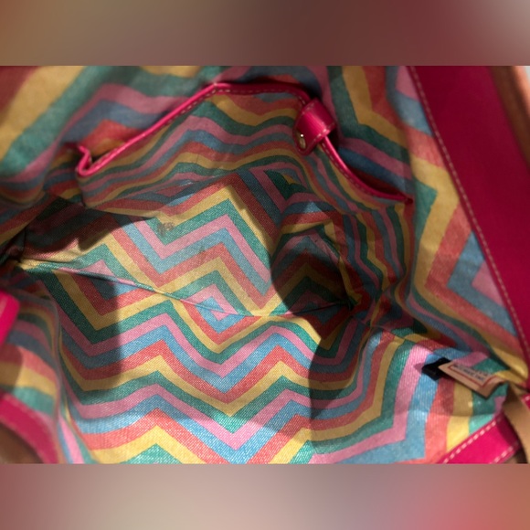 Dooney & Bourke Large Leather Shoulder Tote - Black with Striped interior
. - Picture 4 of 14